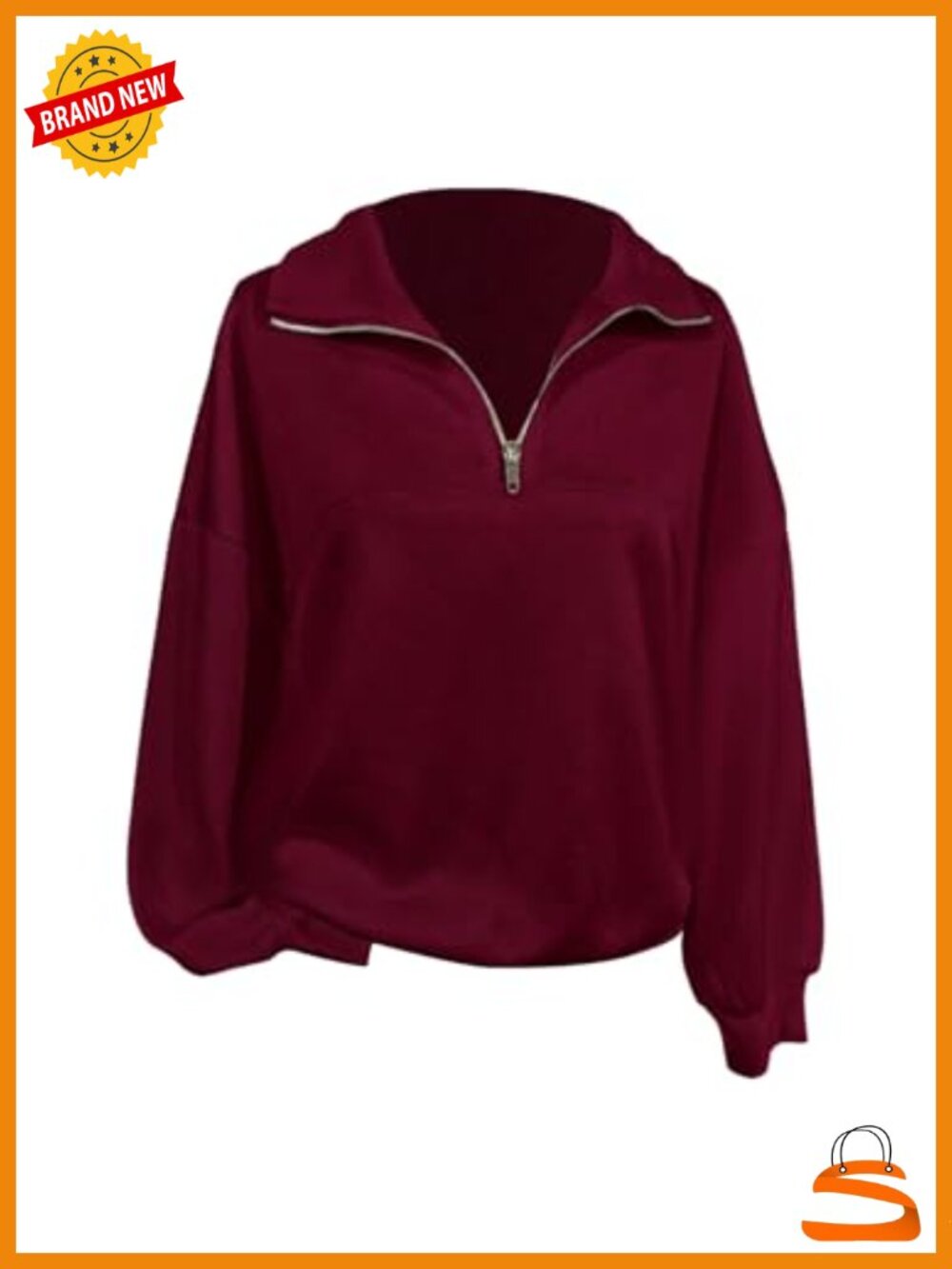 Women's Oversized Quarter Zip Sweatshirt Collared Long Sleeve Pullover